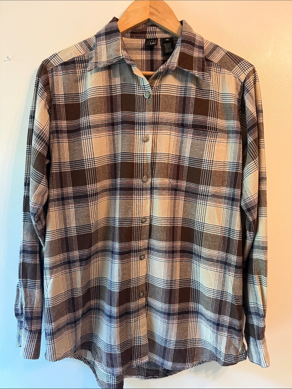Men's Plaid Button-Up Shirt - Brown & Cream Vintage Lee